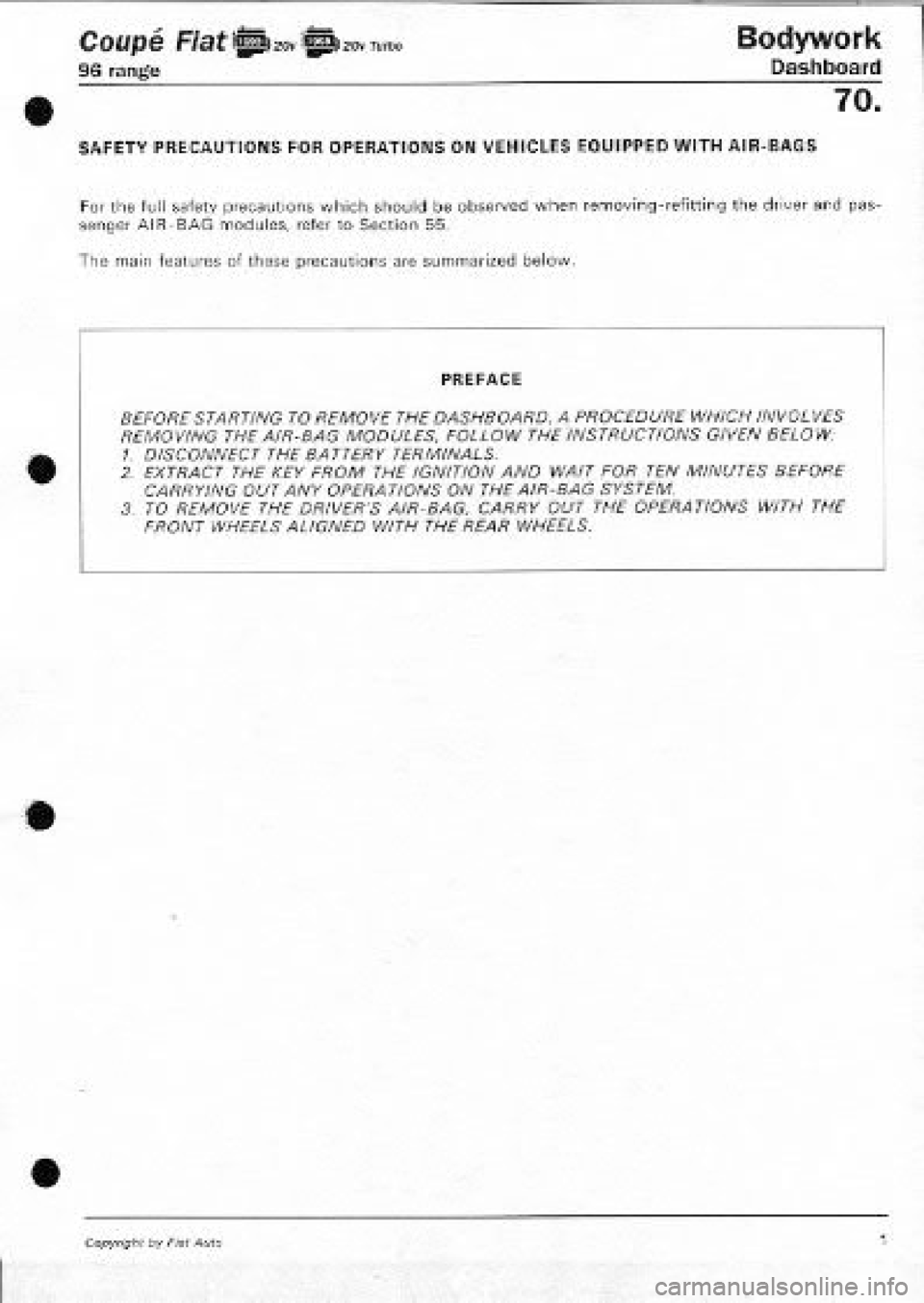 FIAT COUPE 1995 Workshop Manual FIAT COUPE 1995 Workshop Manual