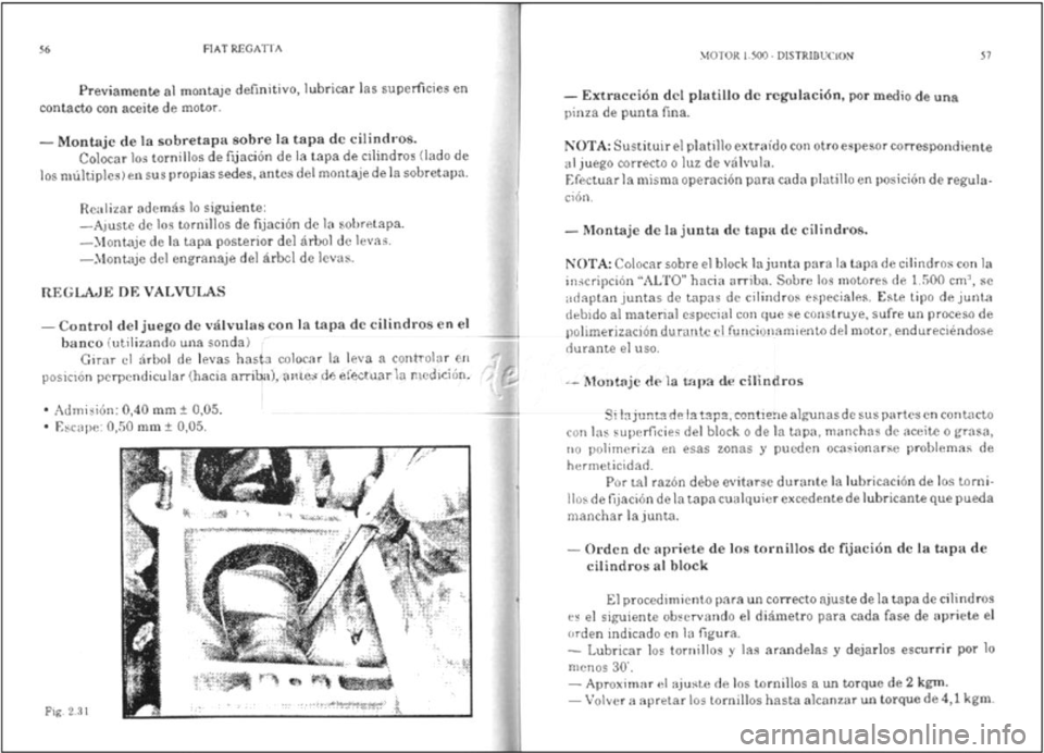 FIAT REGATA 1987 Service Owners Manual FIAT REGATA 1987 Service Owners Manual