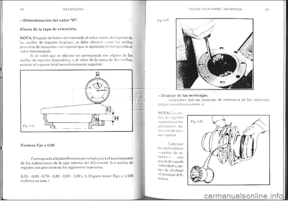 FIAT REGATA 1987  Service Owners Manual 
