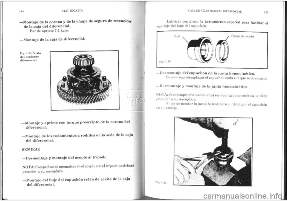 FIAT REGATA 1987  Service Owners Manual 