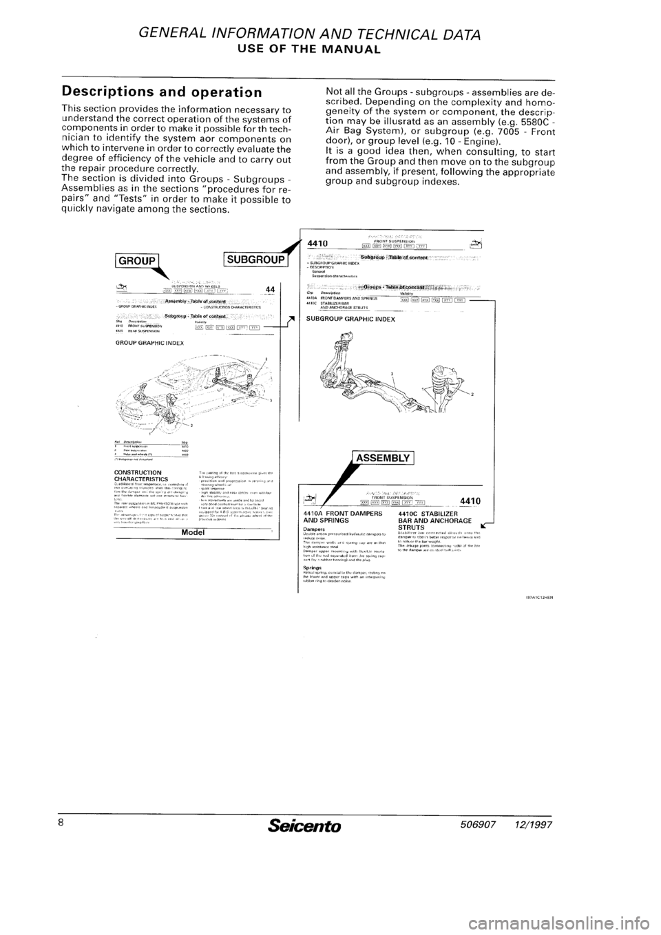 FIAT SEICENTO 1997 Service And User Guide FIAT SEICENTO 1997 Service And User Guide