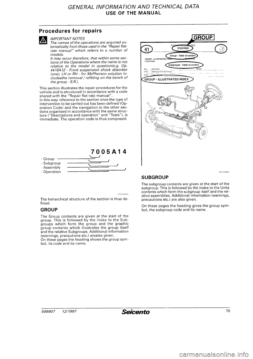FIAT SEICENTO 1997 Service And User Guide FIAT SEICENTO 1997 Service And User Guide