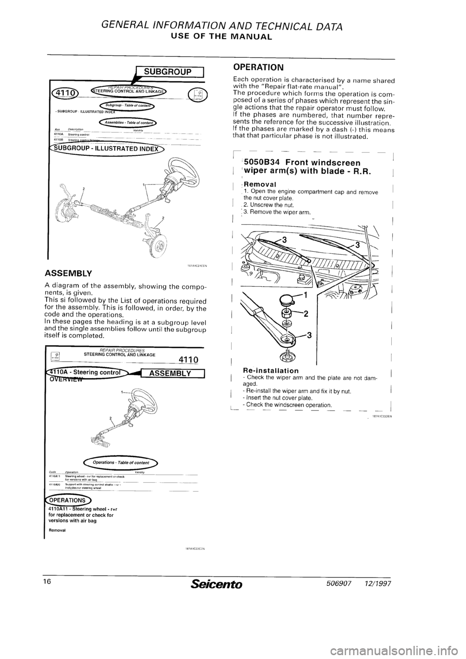 FIAT SEICENTO 1997 Service And User Guide FIAT SEICENTO 1997 Service And User Guide