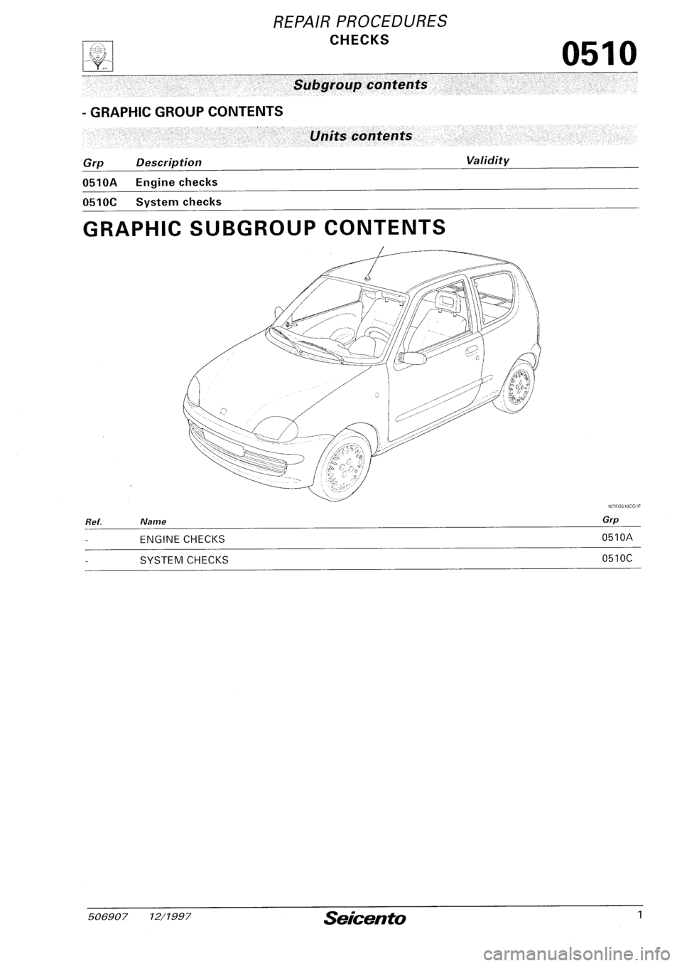 FIAT SEICENTO 1997  Service And Repair Manual 