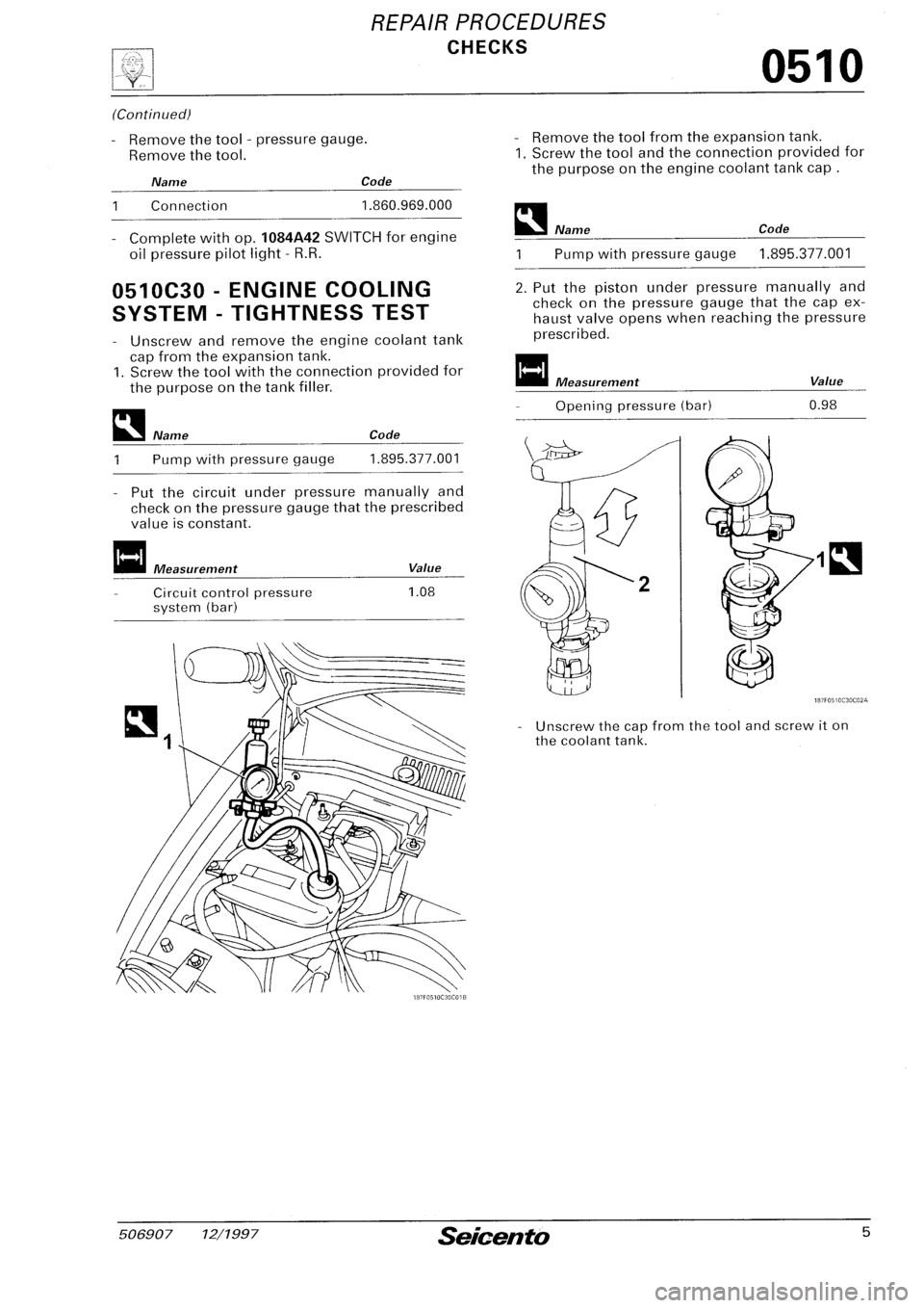 FIAT SEICENTO 1997  Service And Repair Manual 