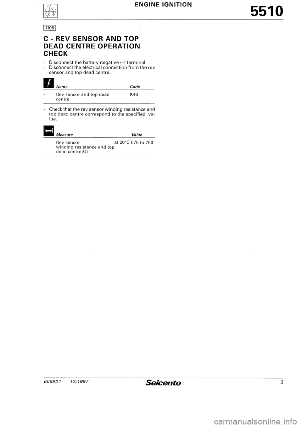 FIAT SEICENTO 1997  Service And Repair Manual 