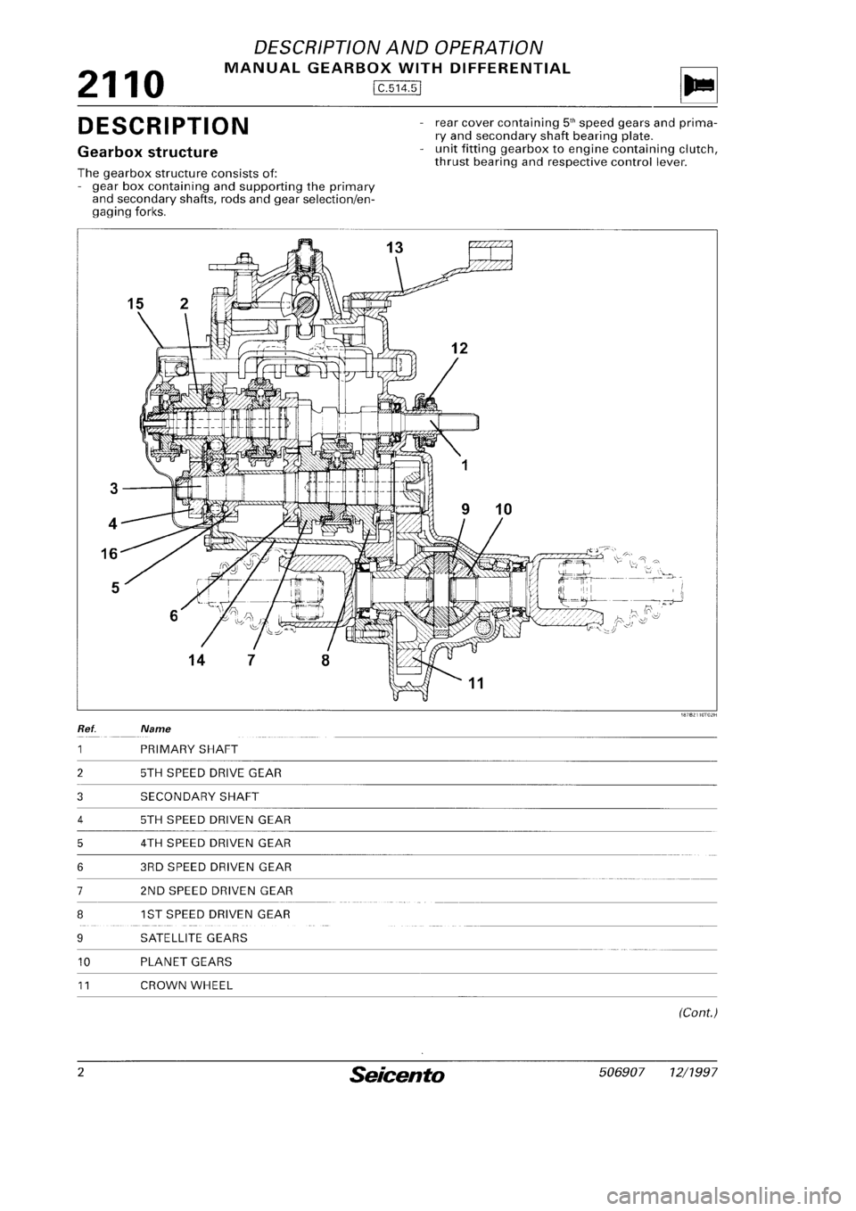 FIAT SEICENTO 1997  Service And Repair Manual 