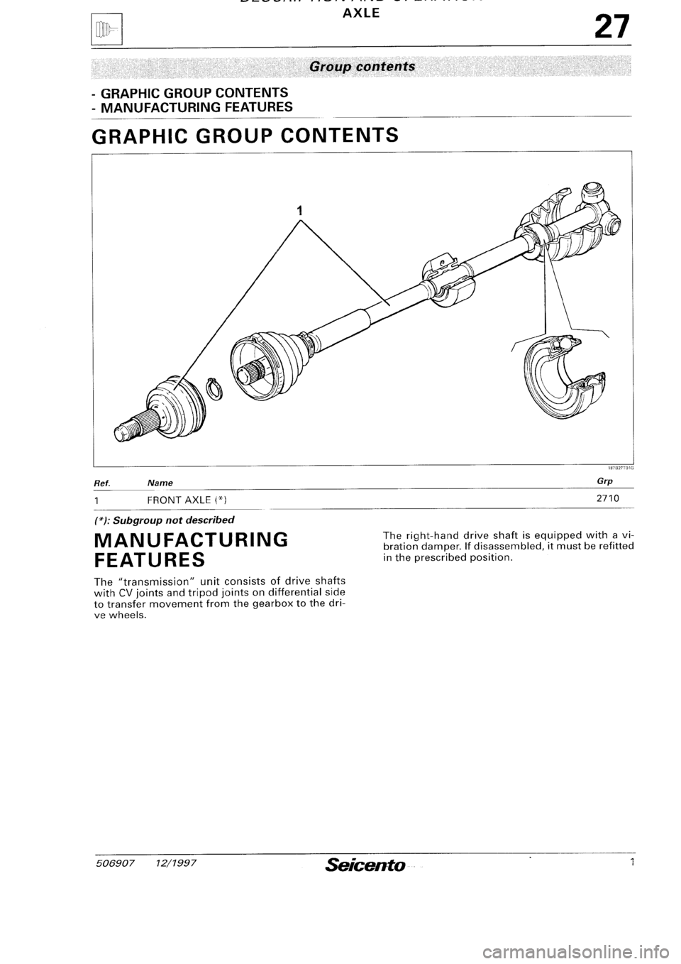 FIAT SEICENTO 1997 Service And Repair Manual FIAT SEICENTO 1997 Service And Repair Manual