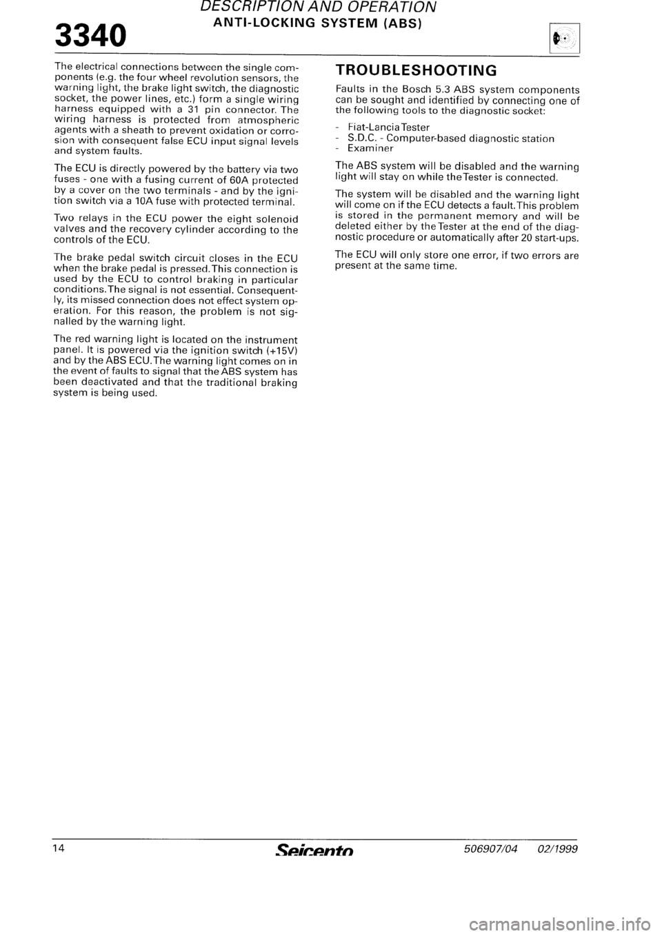 FIAT SEICENTO 1997 Service And Repair Manual FIAT SEICENTO 1997 Service And Repair Manual