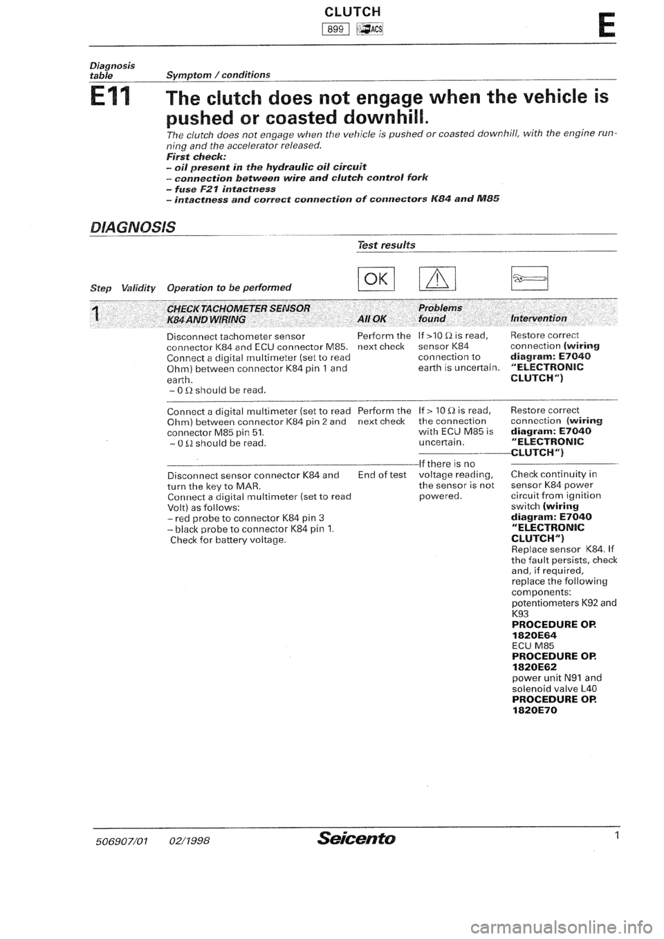 FIAT SEICENTO 1997  Service And Repair Manual 