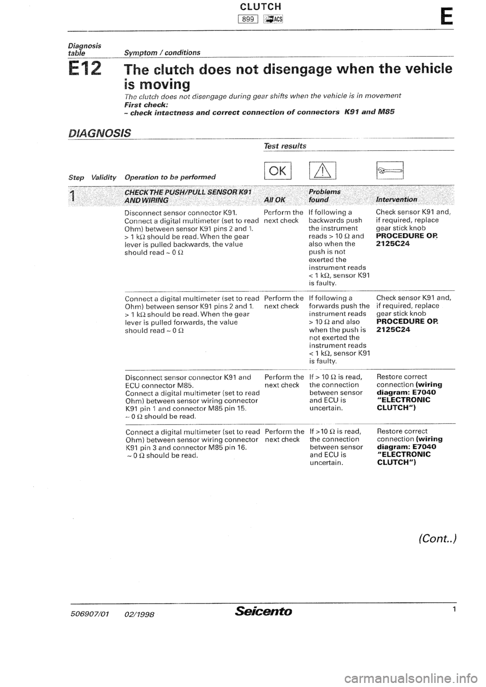 FIAT SEICENTO 1997  Service And Repair Manual 