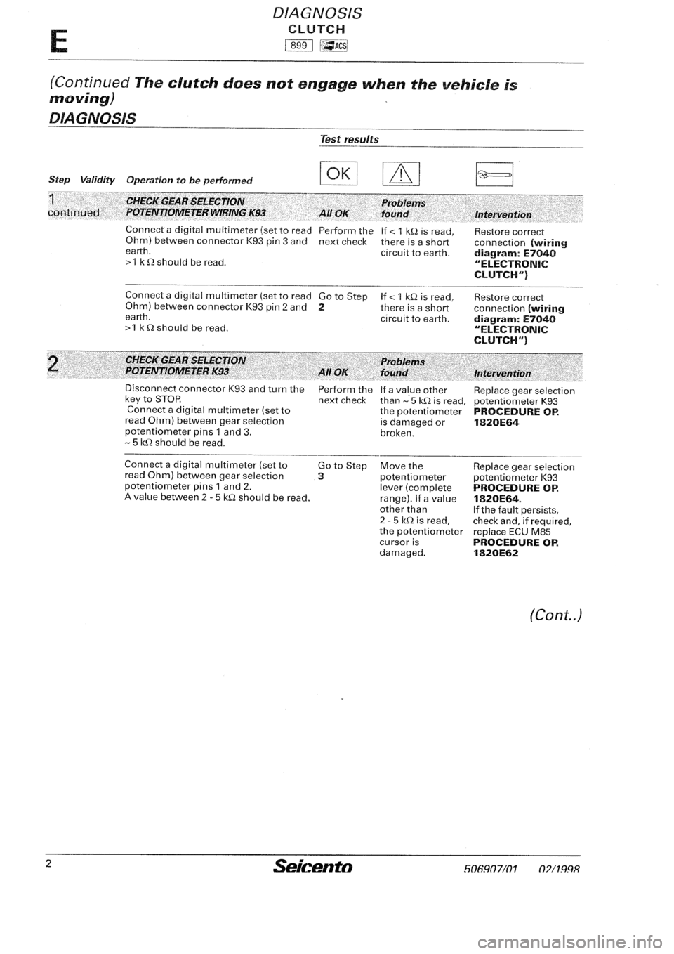 FIAT SEICENTO 1997  Service And Repair Manual 