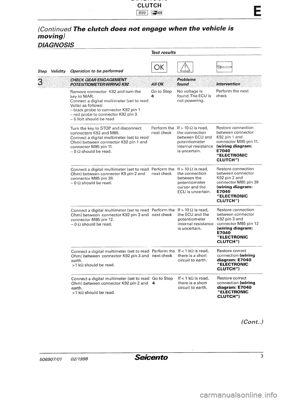 FIAT SEICENTO 1997  Service And Repair Manual 