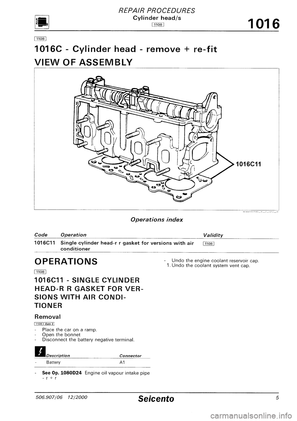 FIAT SEICENTO 1997  Service And Repair Manual 