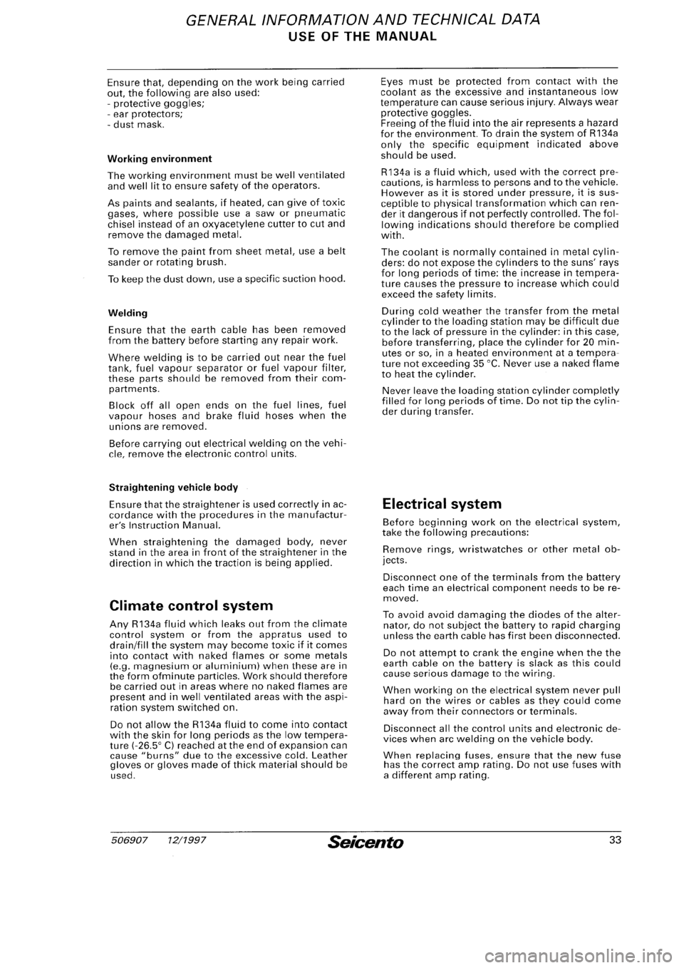 FIAT SEICENTO 1997  Service And Owners Guide 