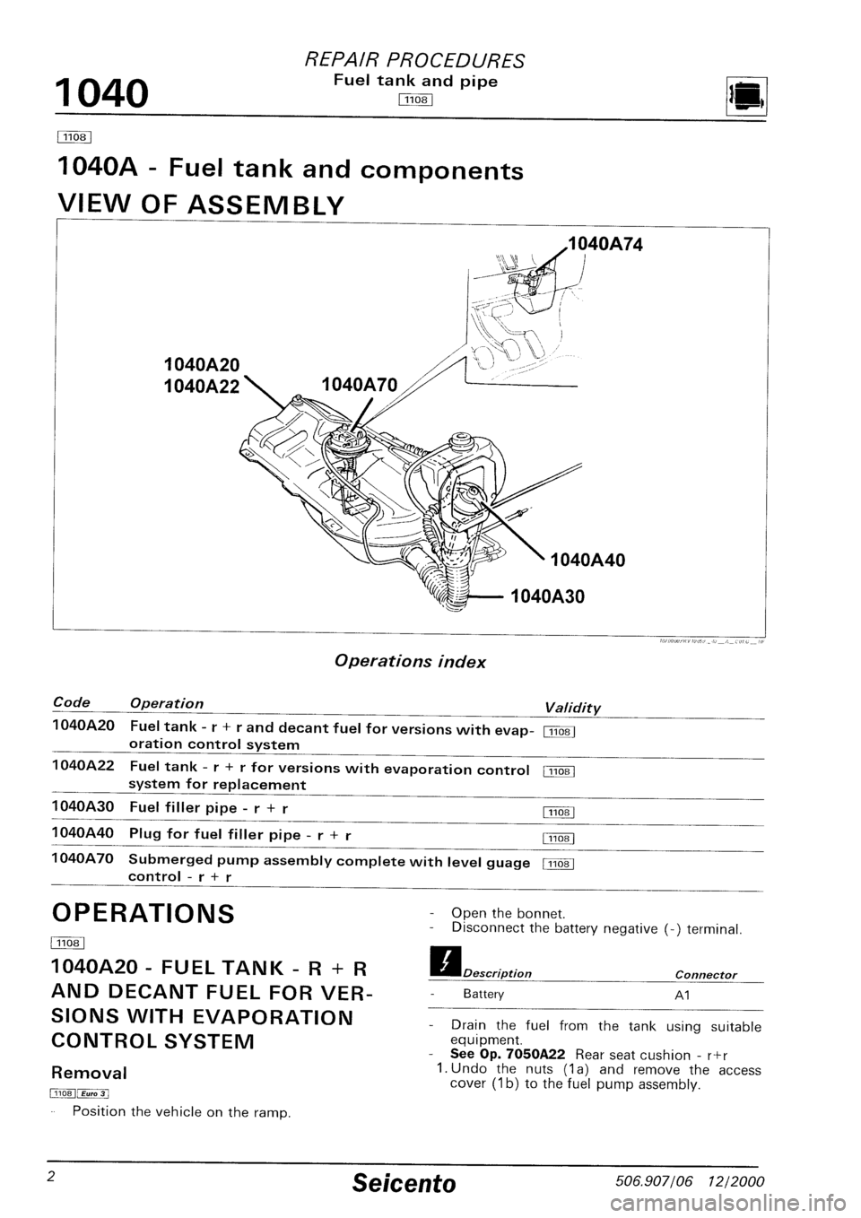 FIAT SEICENTO 1997  Service And Repair Manual 