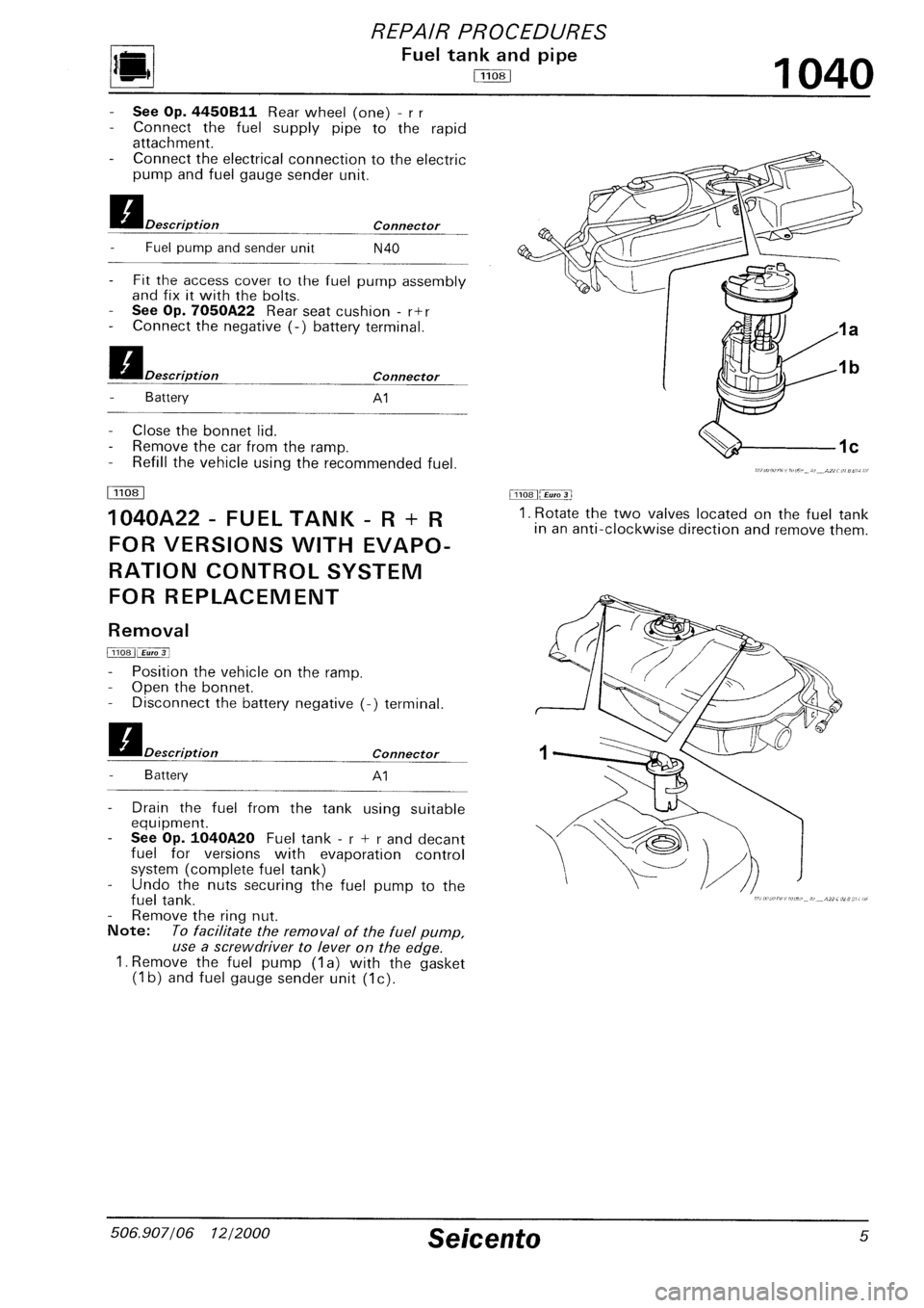 FIAT SEICENTO 1997  Service And Repair Manual 