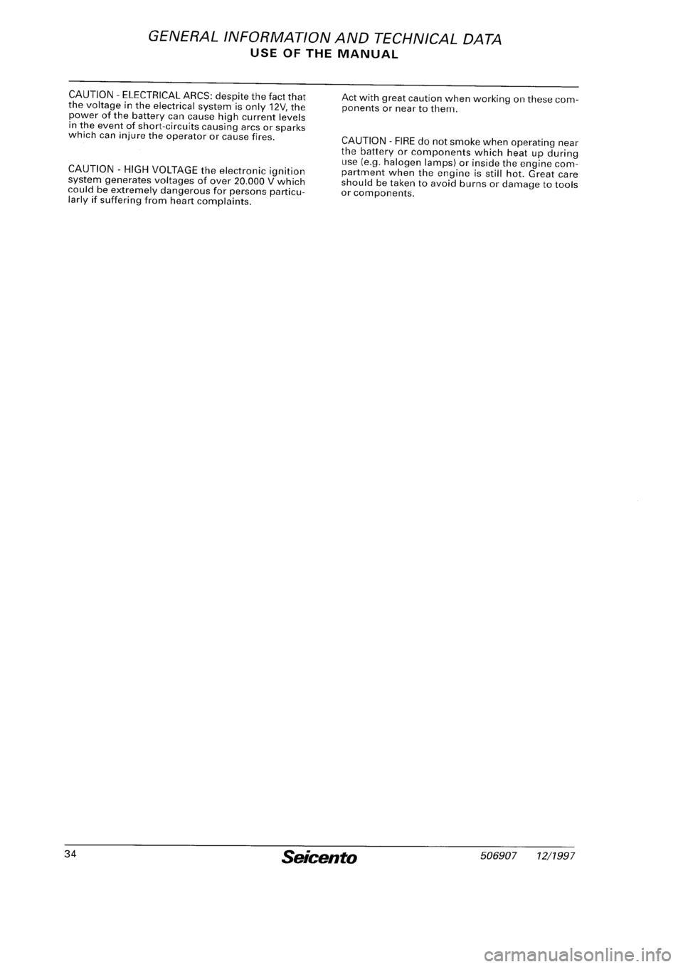 FIAT SEICENTO 1997  Service And Owners Guide 