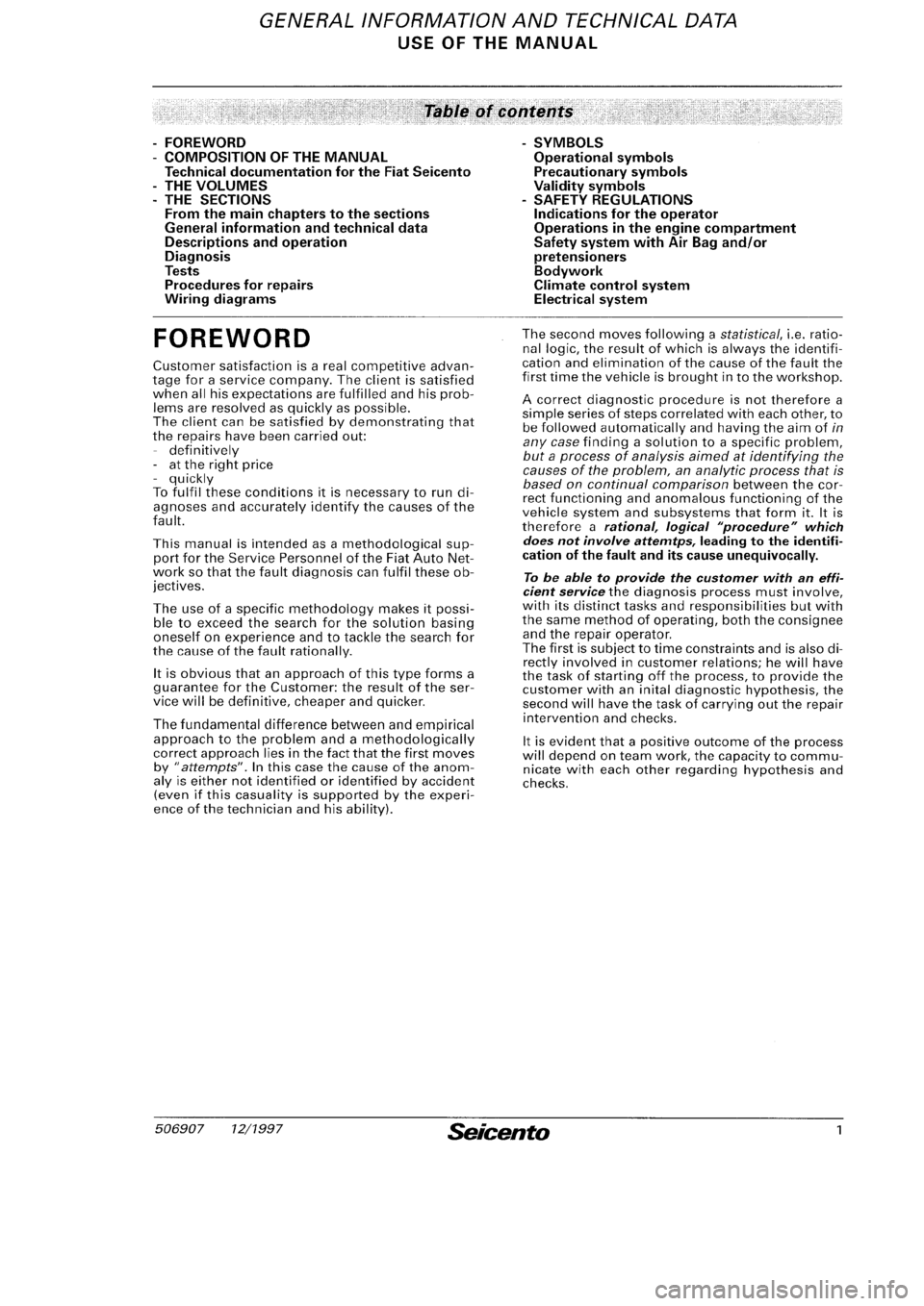FIAT SEICENTO 1997 Service And Repair Manual FIAT SEICENTO 1997 Service And Repair Manual