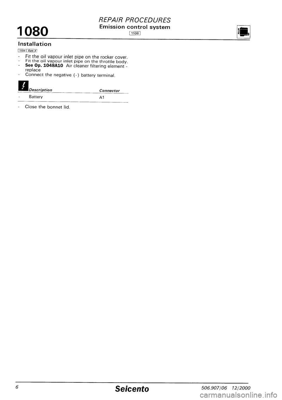 FIAT SEICENTO 1997 Service And Repair Manual FIAT SEICENTO 1997 Service And Repair Manual