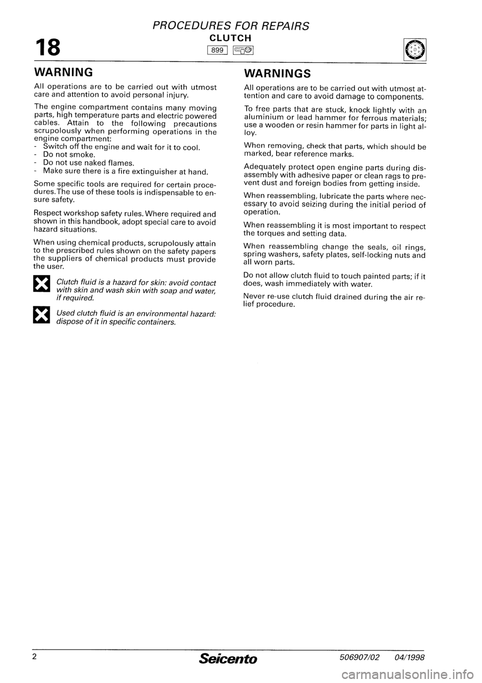 FIAT SEICENTO 1997 Service And Repair Manual FIAT SEICENTO 1997 Service And Repair Manual