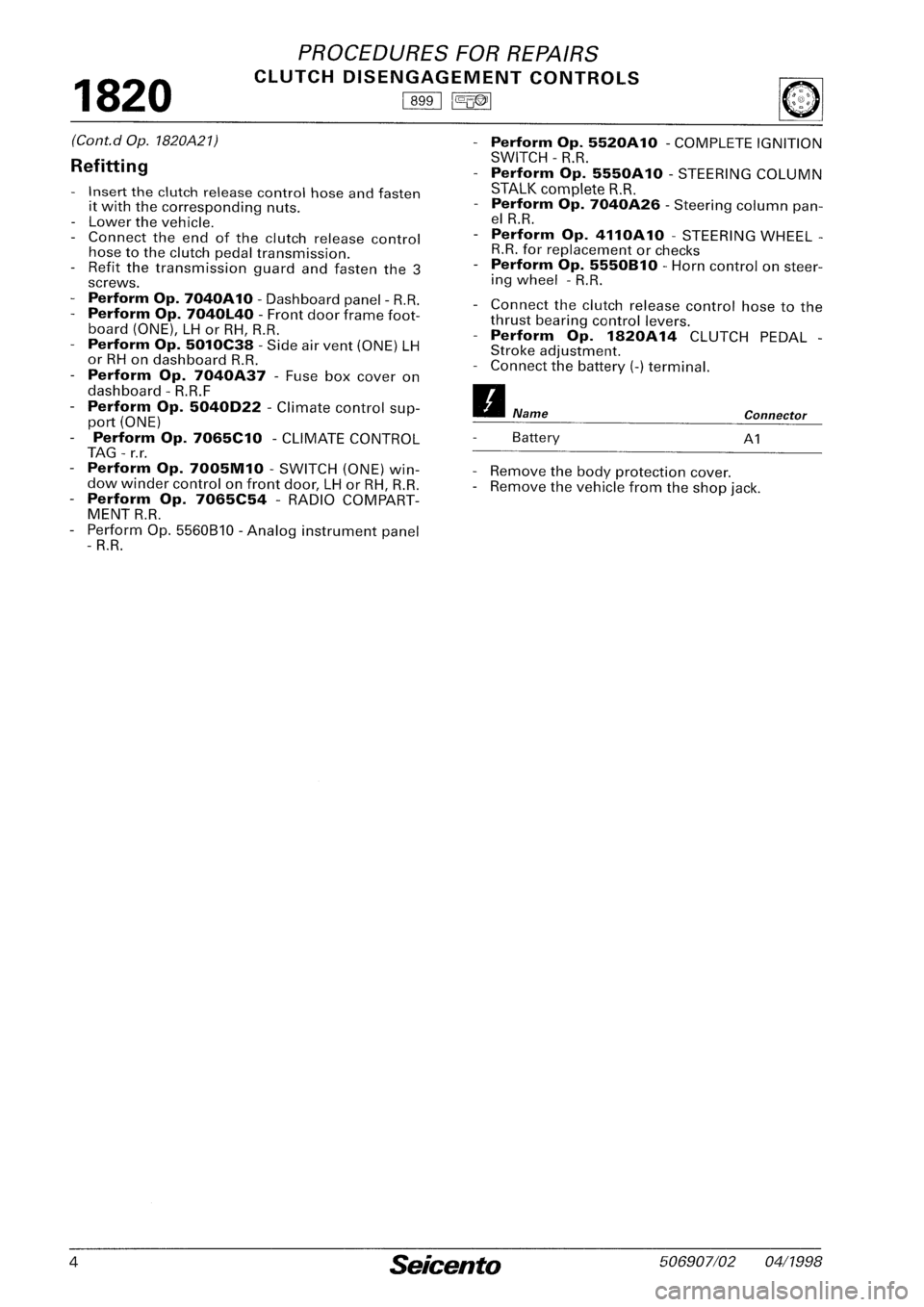 FIAT SEICENTO 1997 Service And Repair Manual FIAT SEICENTO 1997 Service And Repair Manual
