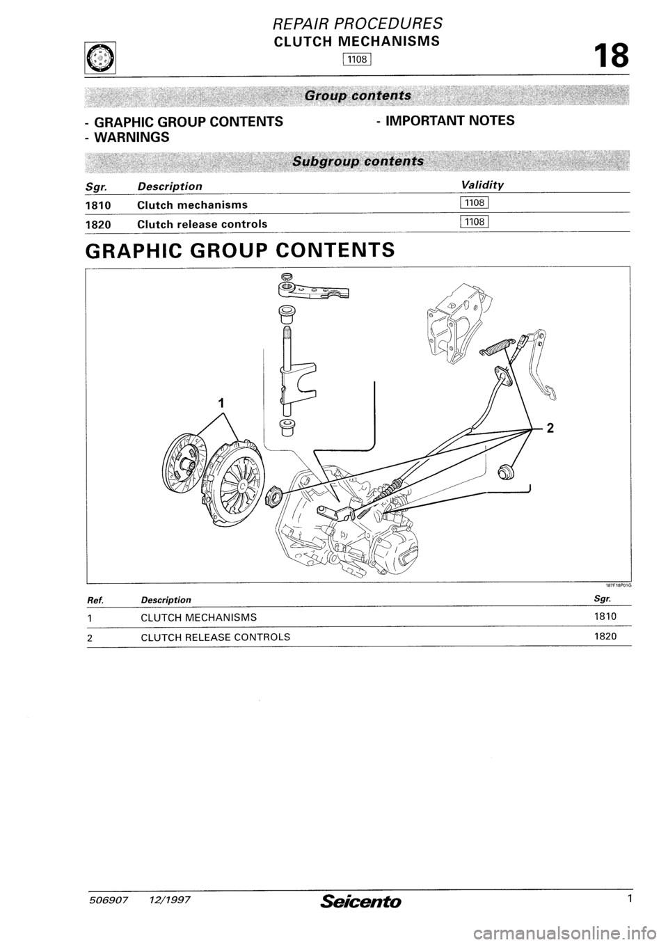 FIAT SEICENTO 1997  Service And Repair Manual 
