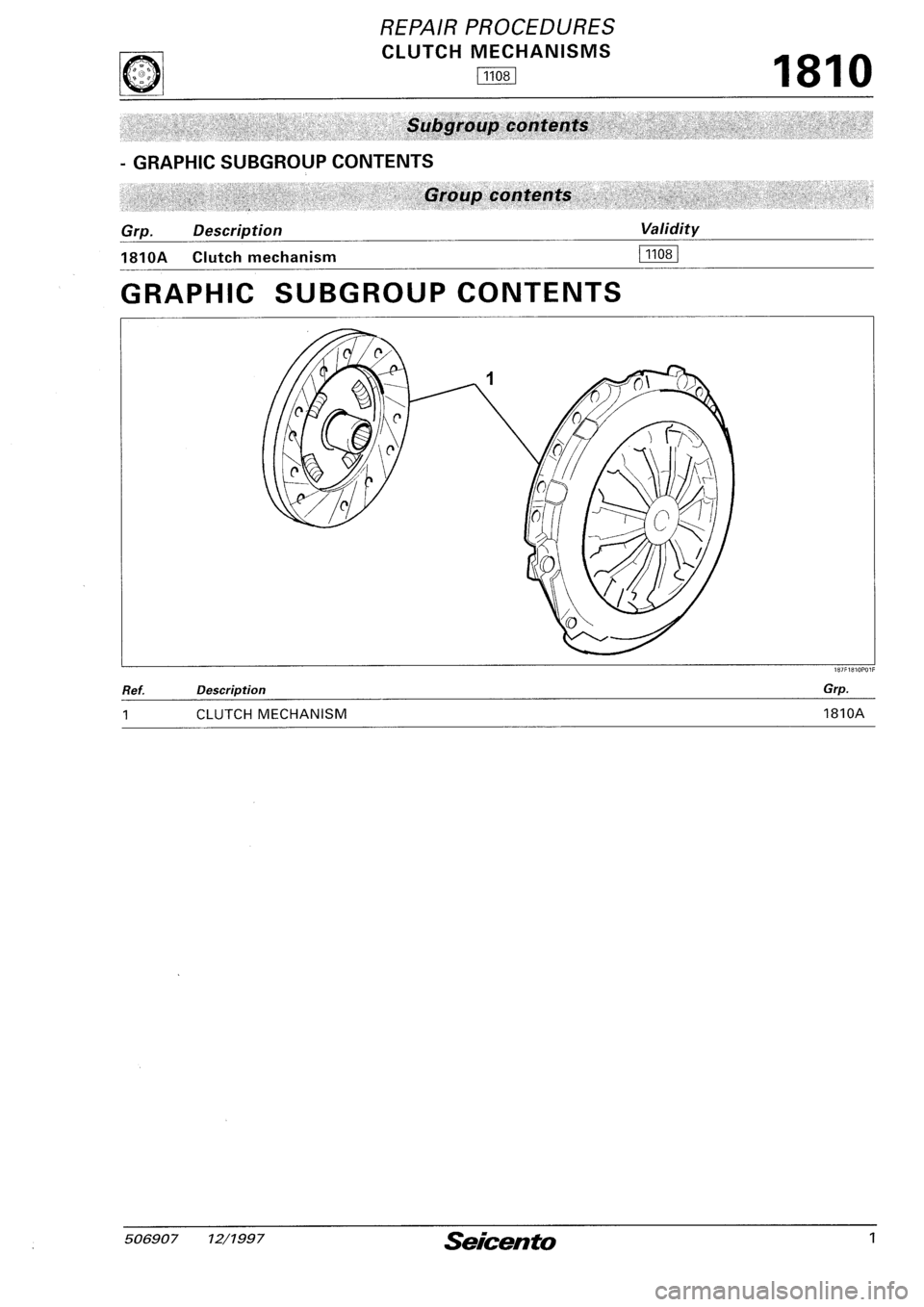 FIAT SEICENTO 1997  Service And Repair Manual 