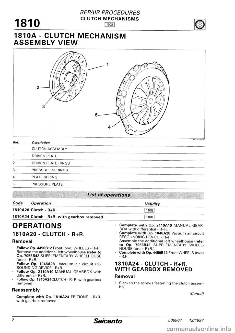 FIAT SEICENTO 1997  Service And Repair Manual 