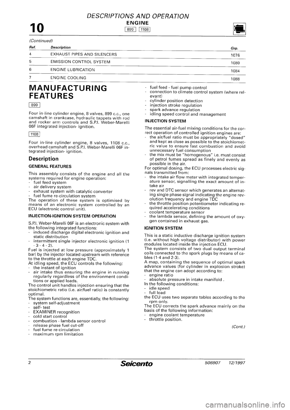 FIAT SEICENTO 1997 Service And Service Manual FIAT SEICENTO 1997 Service And Service Manual