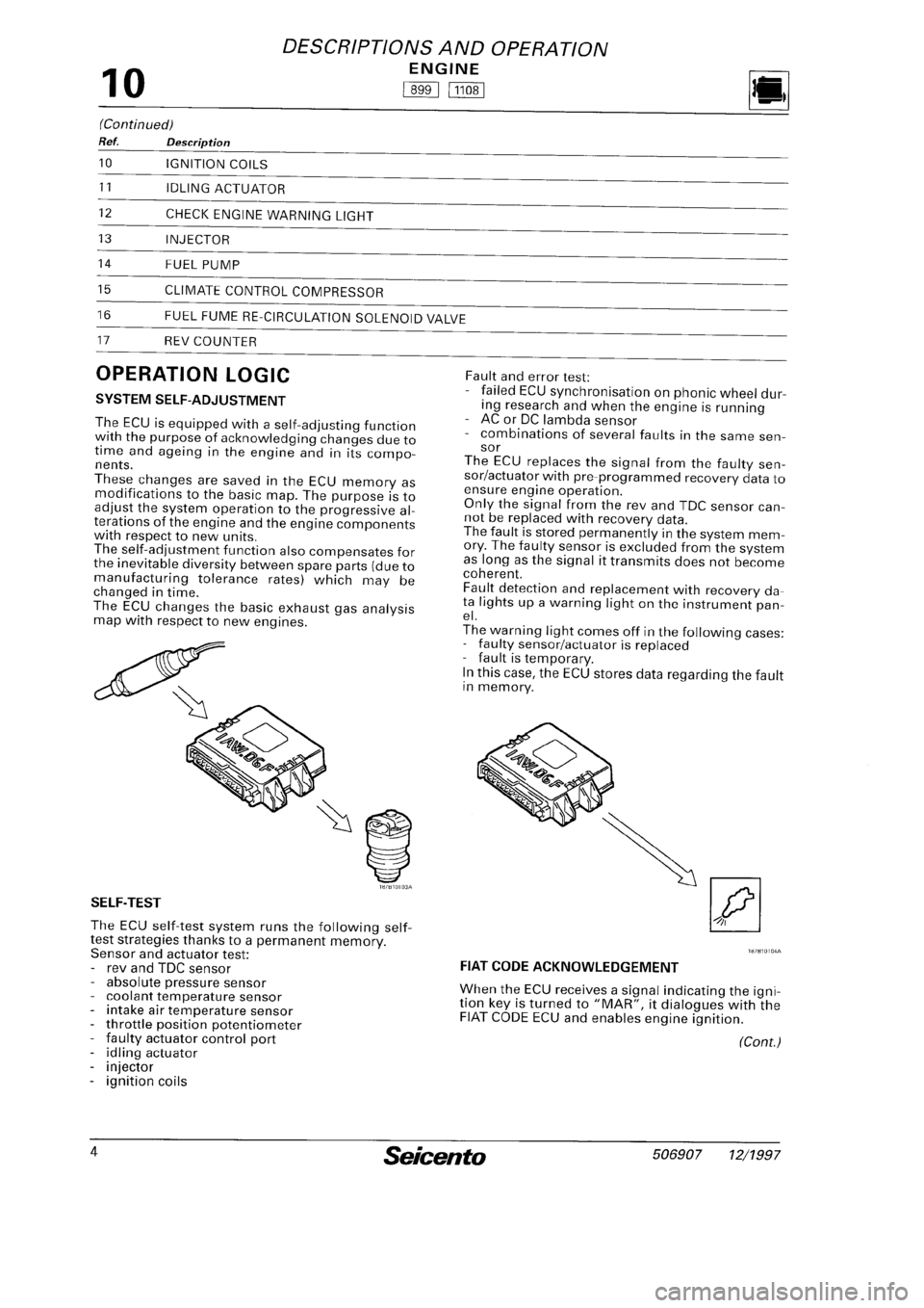 FIAT SEICENTO 1997 Service And Service Manual FIAT SEICENTO 1997 Service And Service Manual