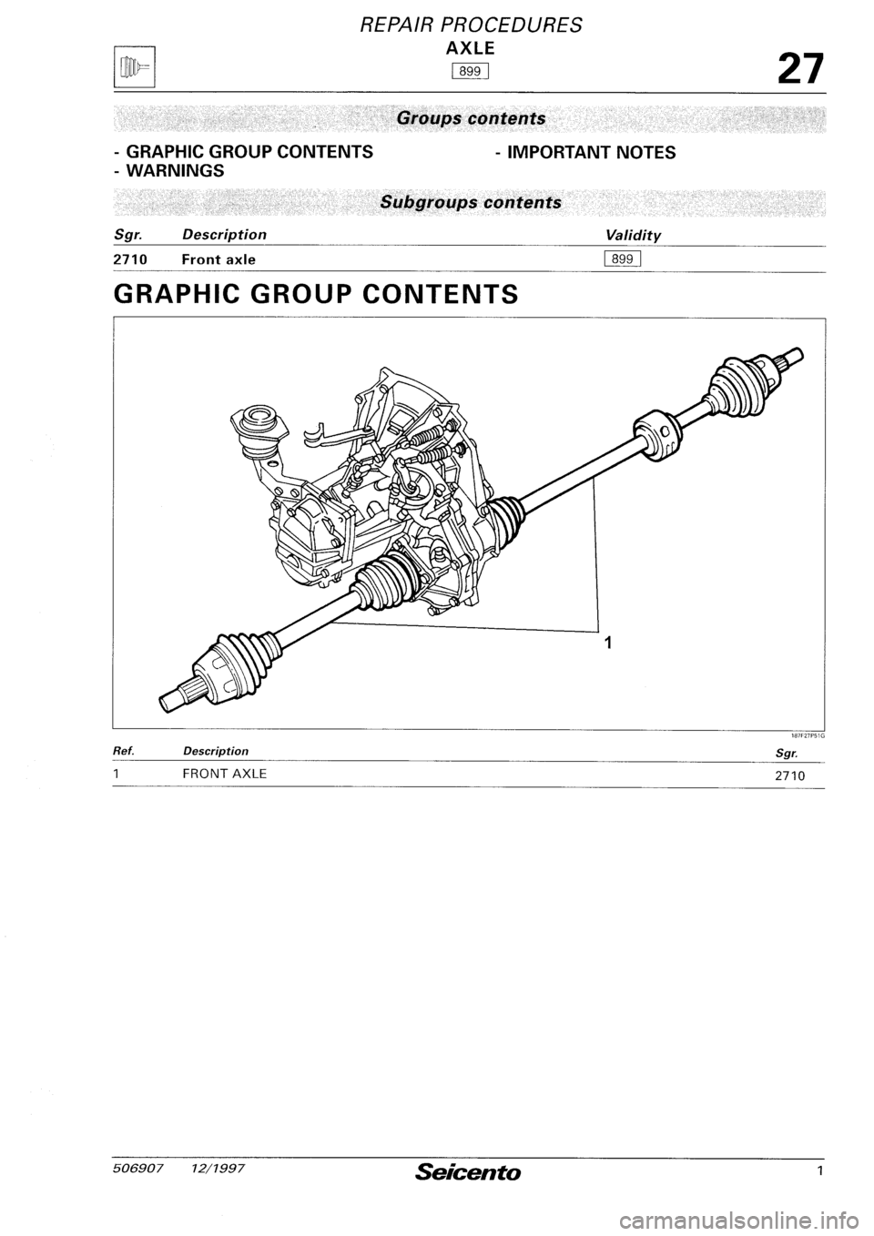FIAT SEICENTO 1997 Service And Repair Manual FIAT SEICENTO 1997 Service And Repair Manual