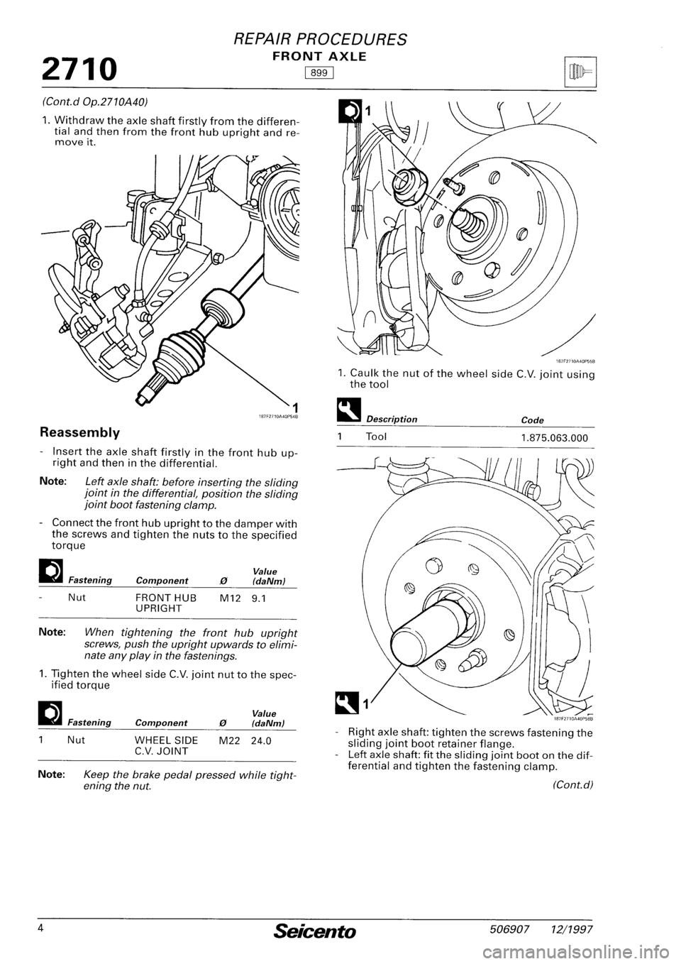 FIAT SEICENTO 1997 Service And Repair Manual FIAT SEICENTO 1997 Service And Repair Manual