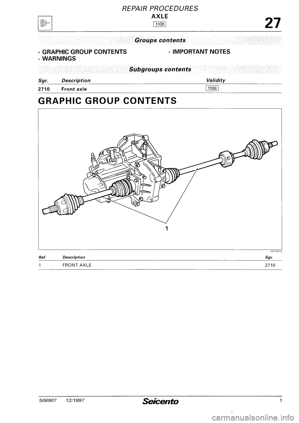FIAT SEICENTO 1997  Service And Repair Manual 