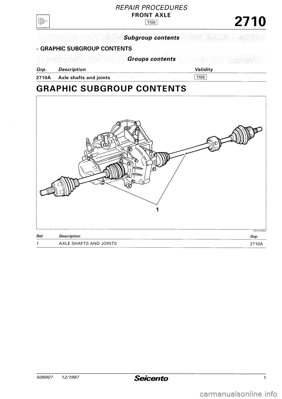 FIAT SEICENTO 1997  Service And Repair Manual 