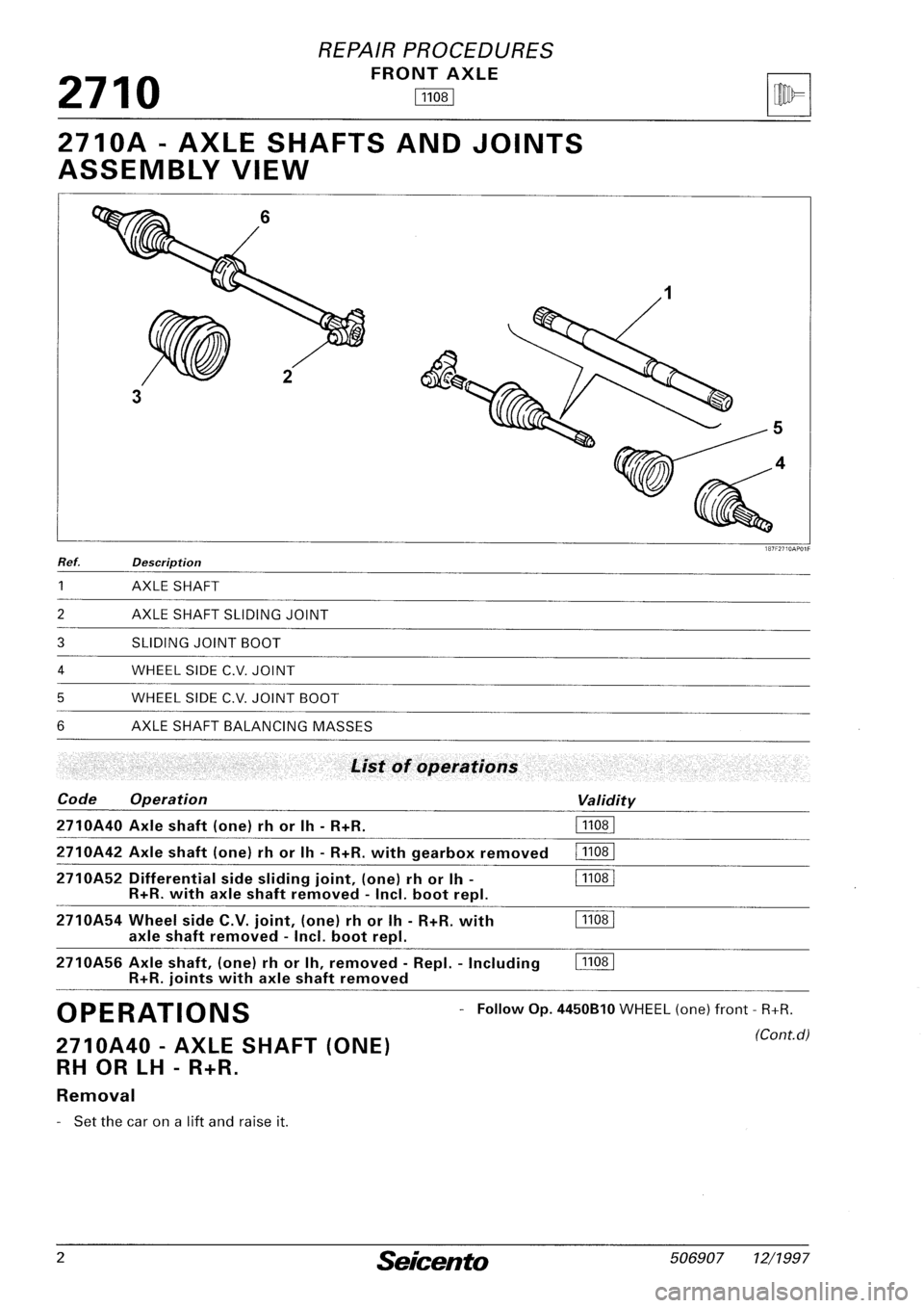 FIAT SEICENTO 1997  Service And Repair Manual 