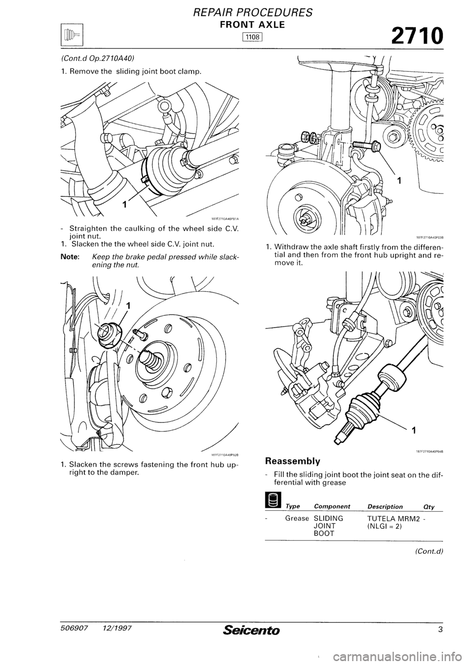 FIAT SEICENTO 1997  Service And Repair Manual 