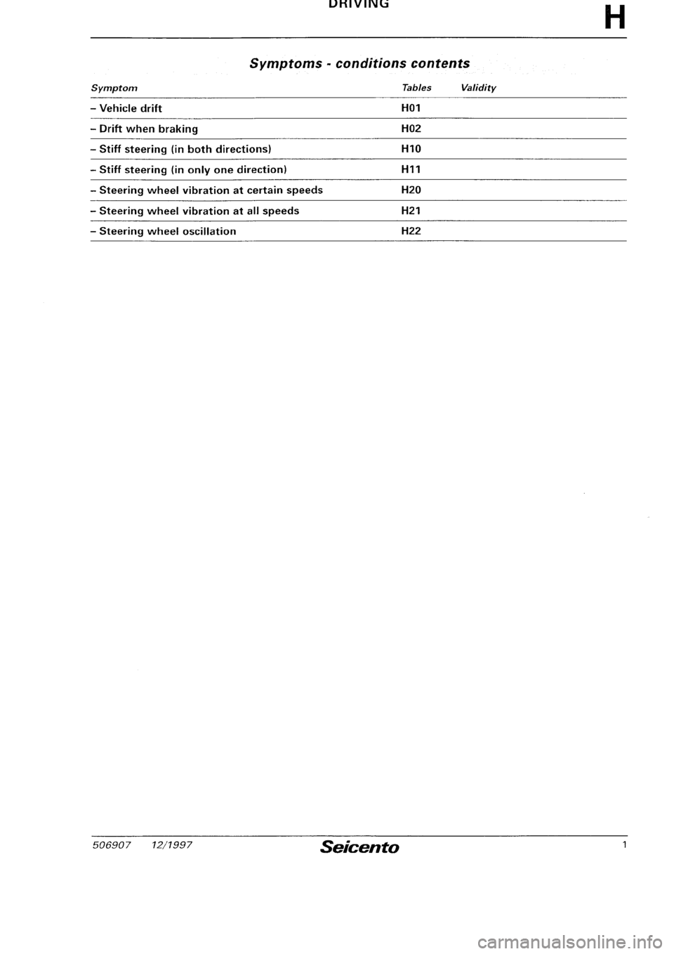 FIAT SEICENTO 1997  Service And Repair Manual 