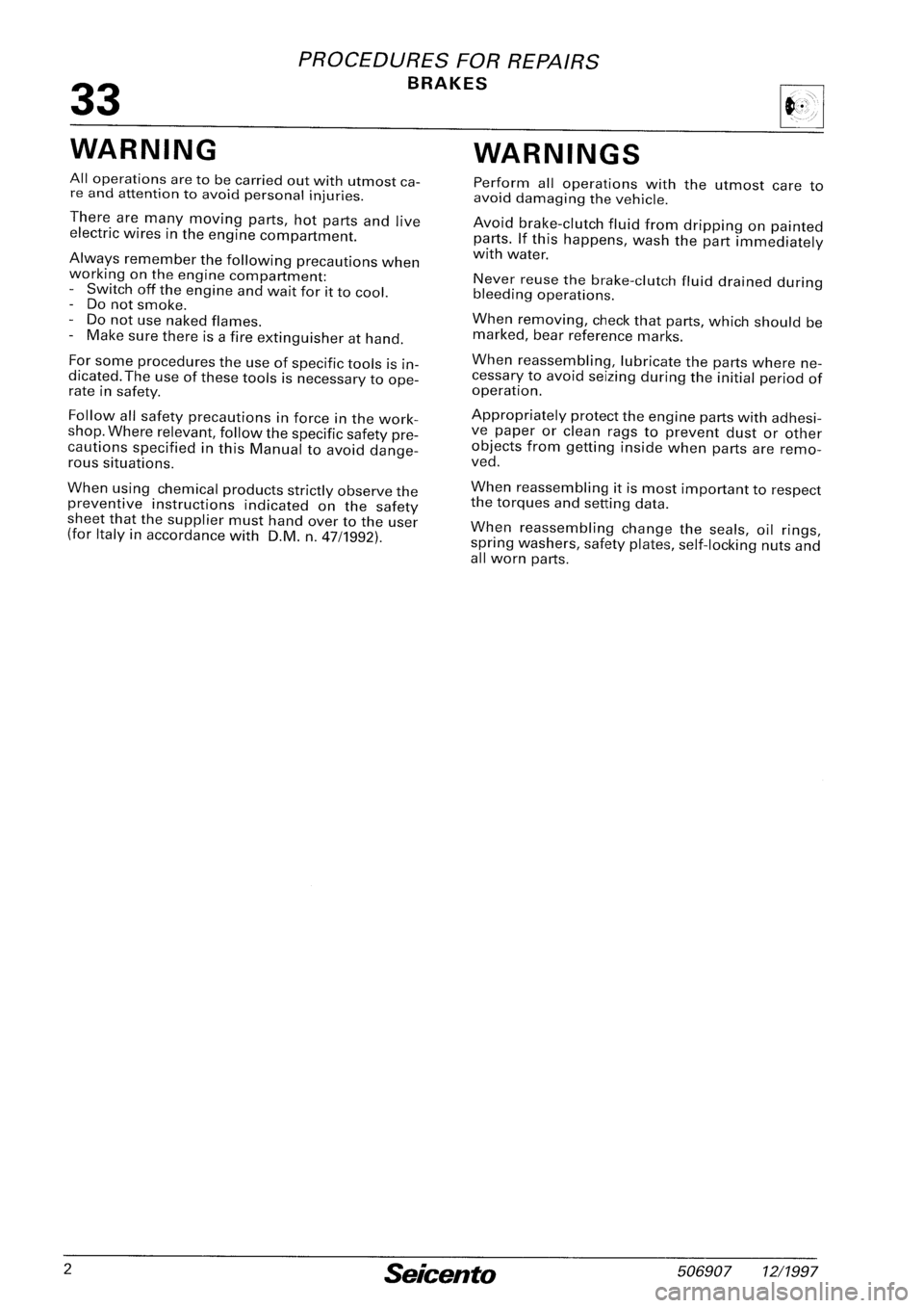 FIAT SEICENTO 1997 Service And Repair Manual FIAT SEICENTO 1997 Service And Repair Manual