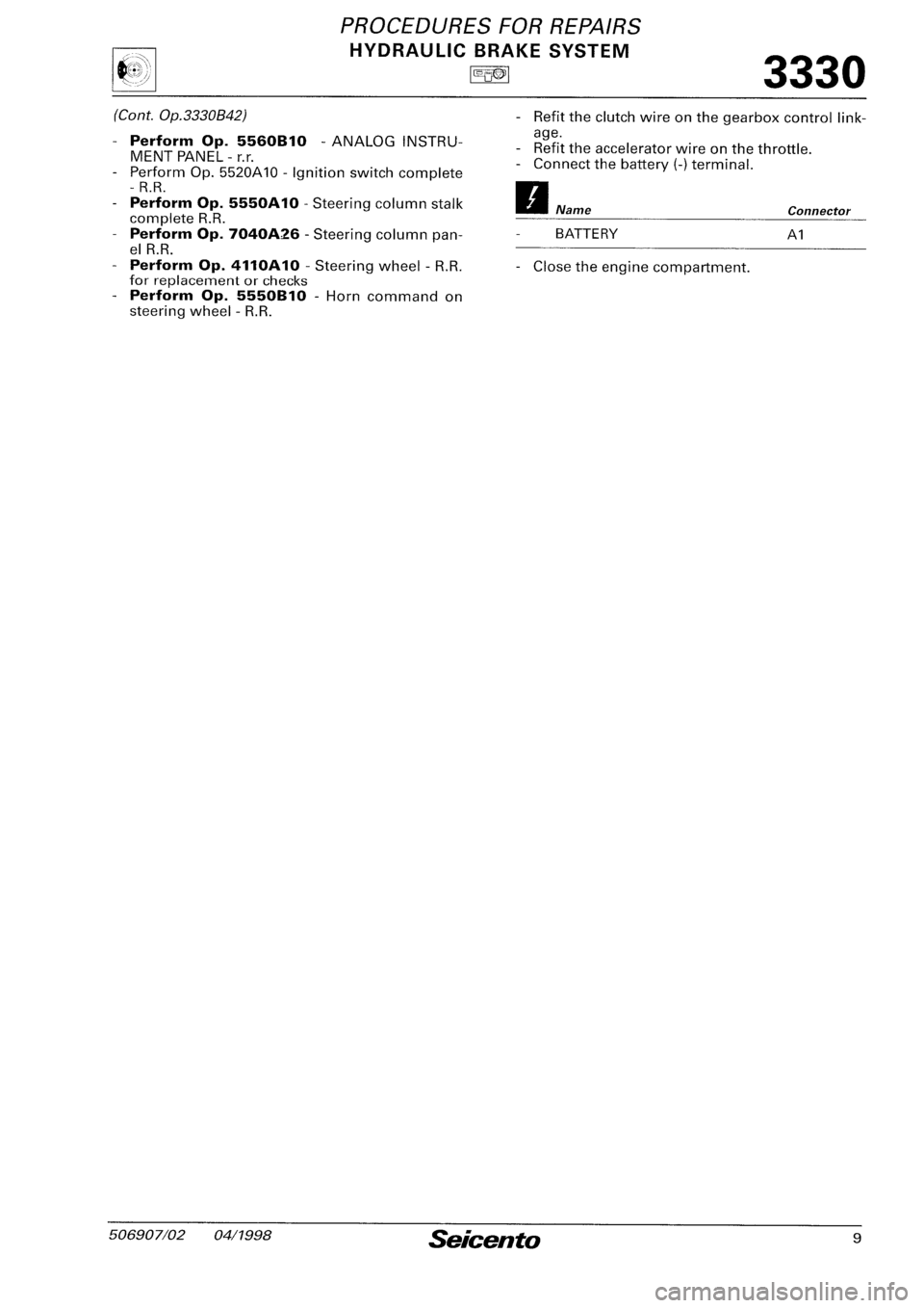 FIAT SEICENTO 1997 Service And Repair Manual FIAT SEICENTO 1997 Service And Repair Manual