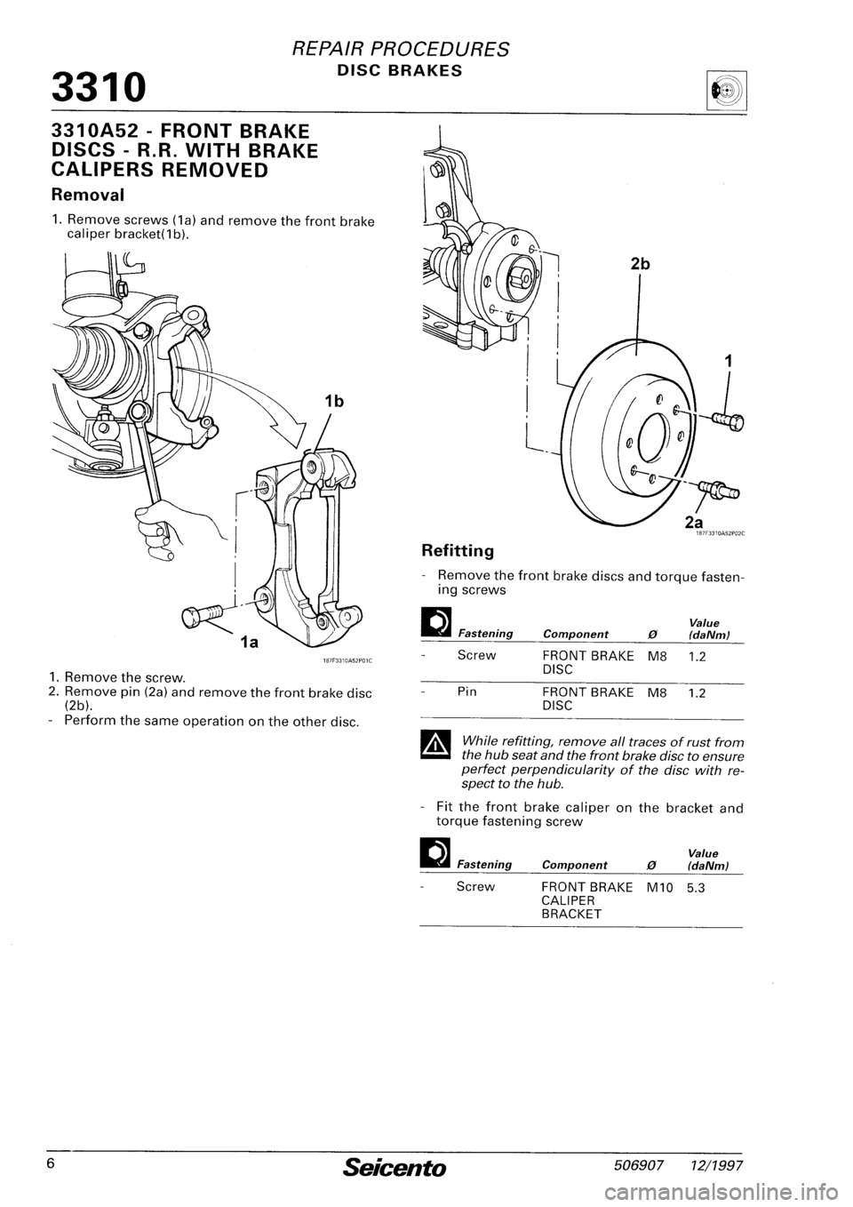 FIAT SEICENTO 1997  Service And Repair Manual 
