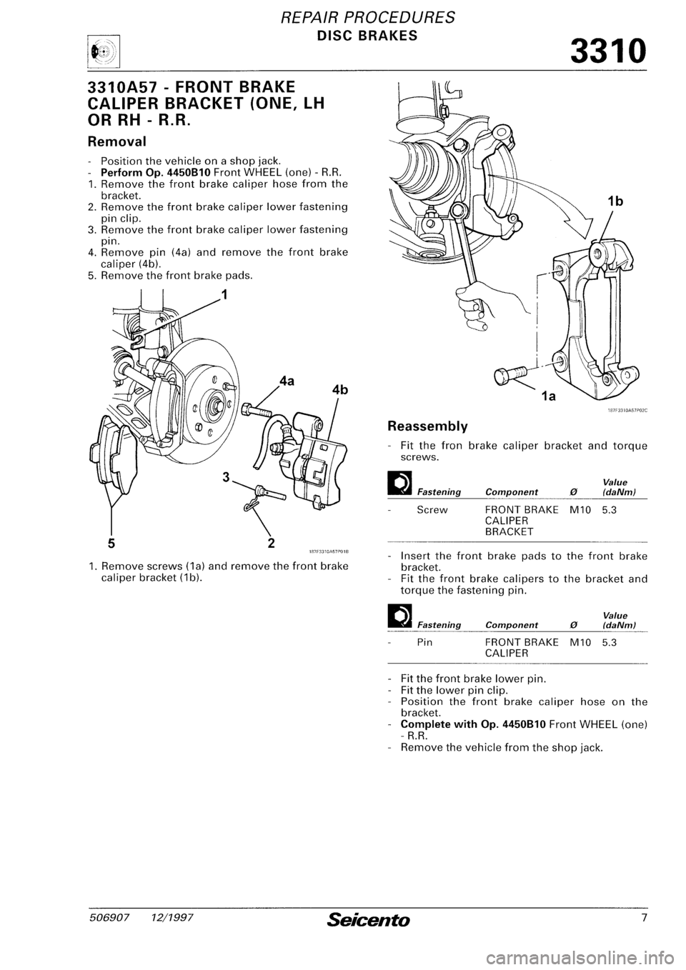 FIAT SEICENTO 1997  Service And Repair Manual 