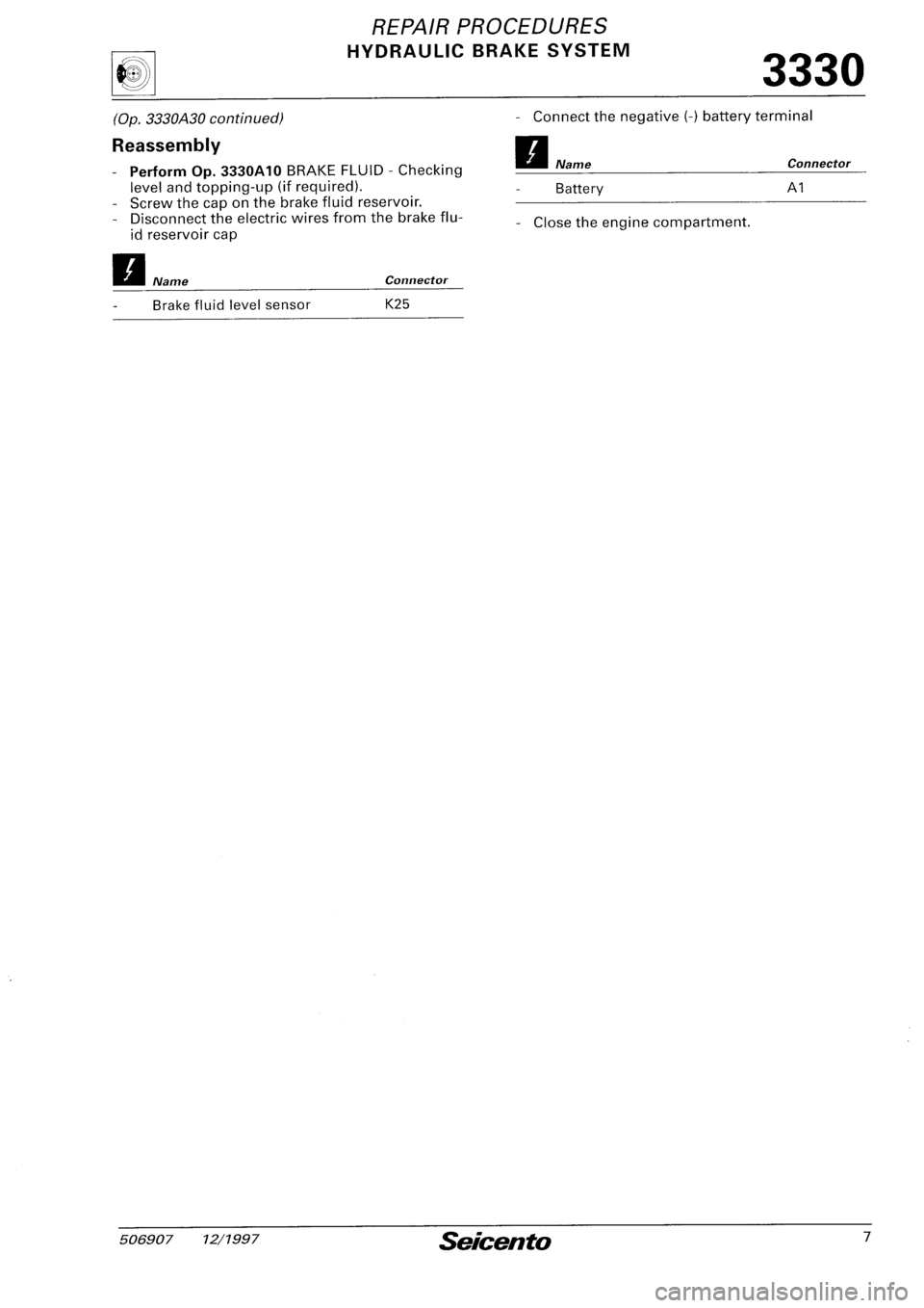FIAT SEICENTO 1997 Service And Repair Manual FIAT SEICENTO 1997 Service And Repair Manual