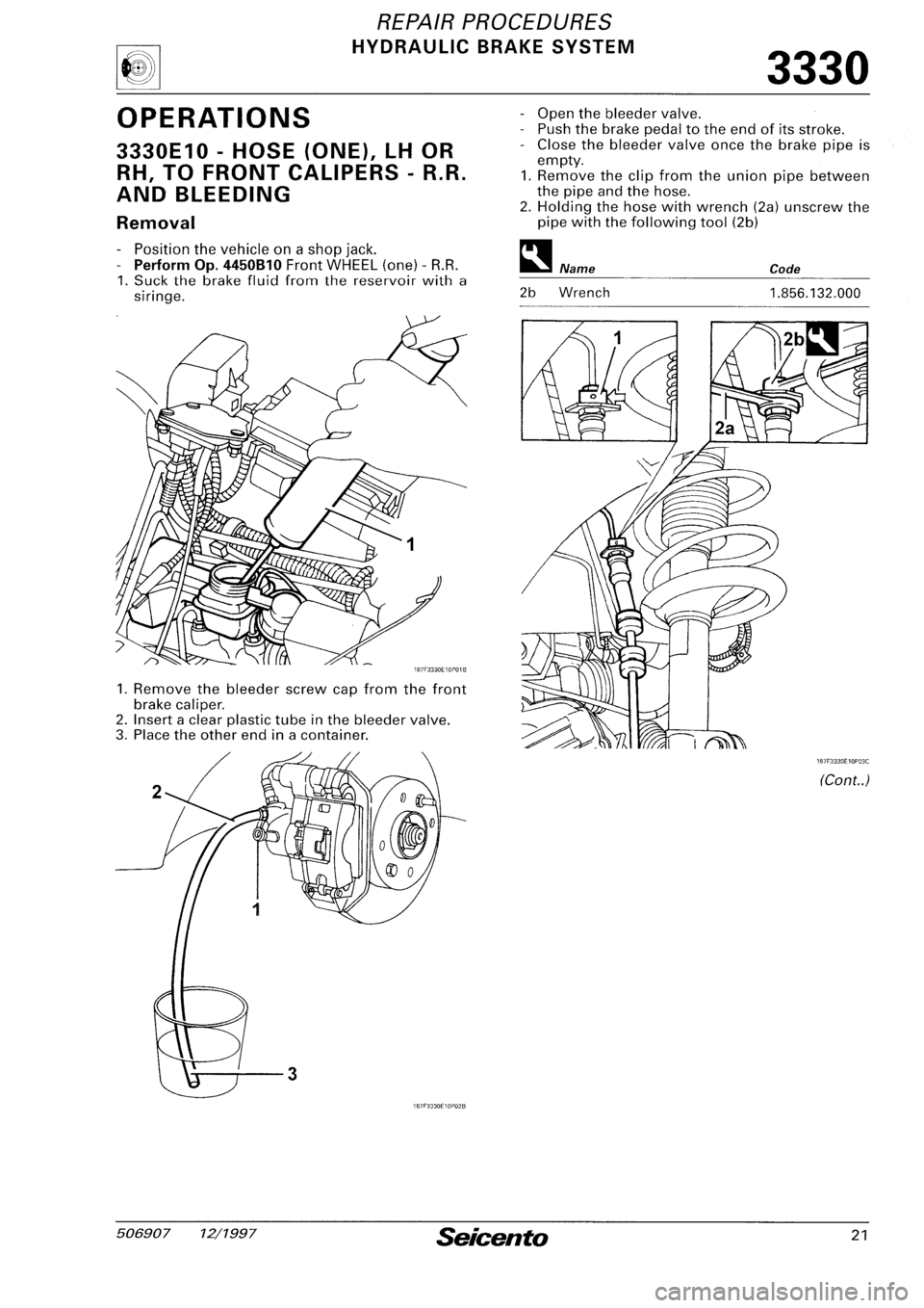 FIAT SEICENTO 1997  Service And Repair Manual 