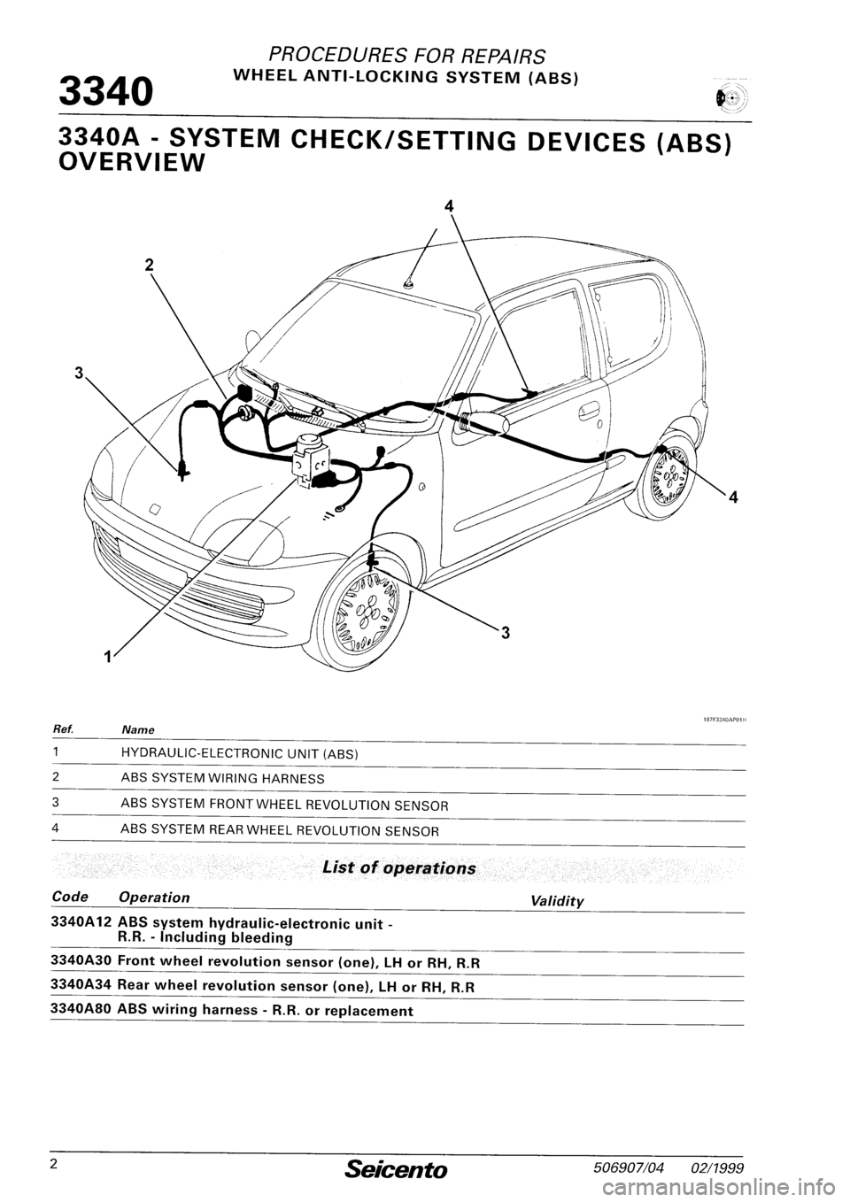 FIAT SEICENTO 1997  Service And Repair Manual 