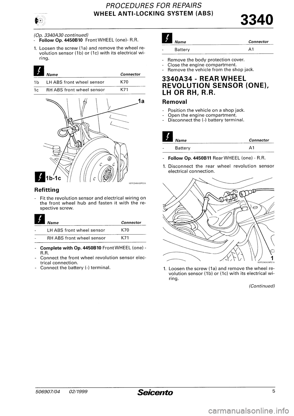 FIAT SEICENTO 1997  Service And Repair Manual 