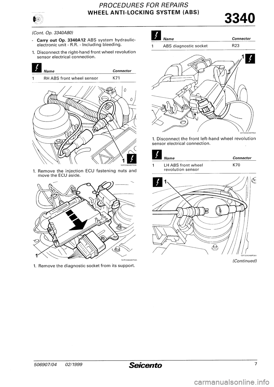 FIAT SEICENTO 1997  Service And Repair Manual 