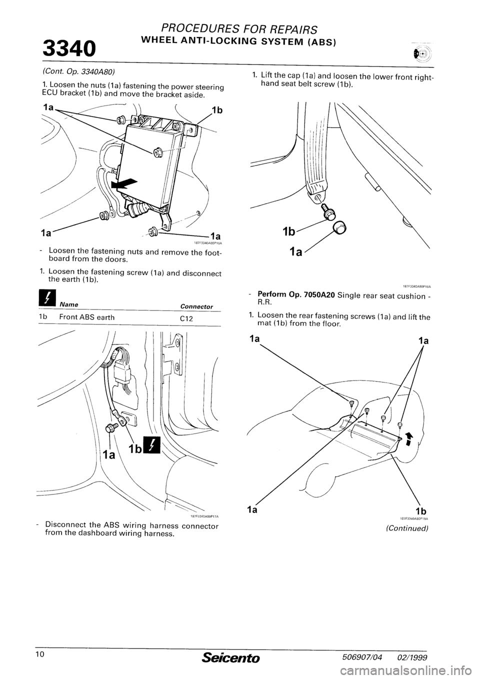 FIAT SEICENTO 1997  Service And Repair Manual 