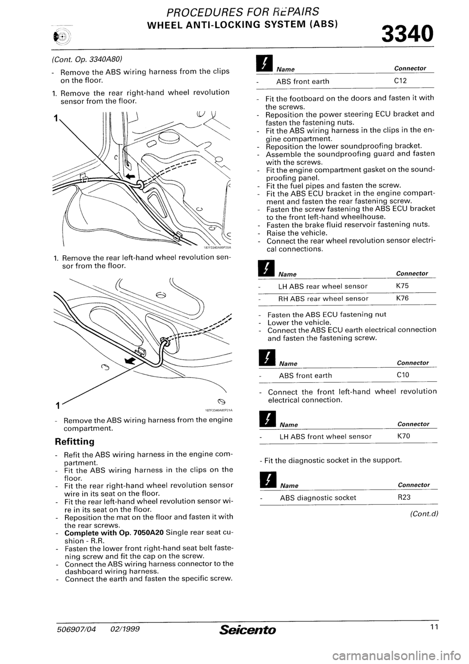 FIAT SEICENTO 1997  Service And Repair Manual 