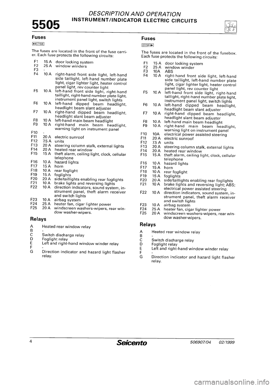 FIAT SEICENTO 1997  Service And Repair Manual 